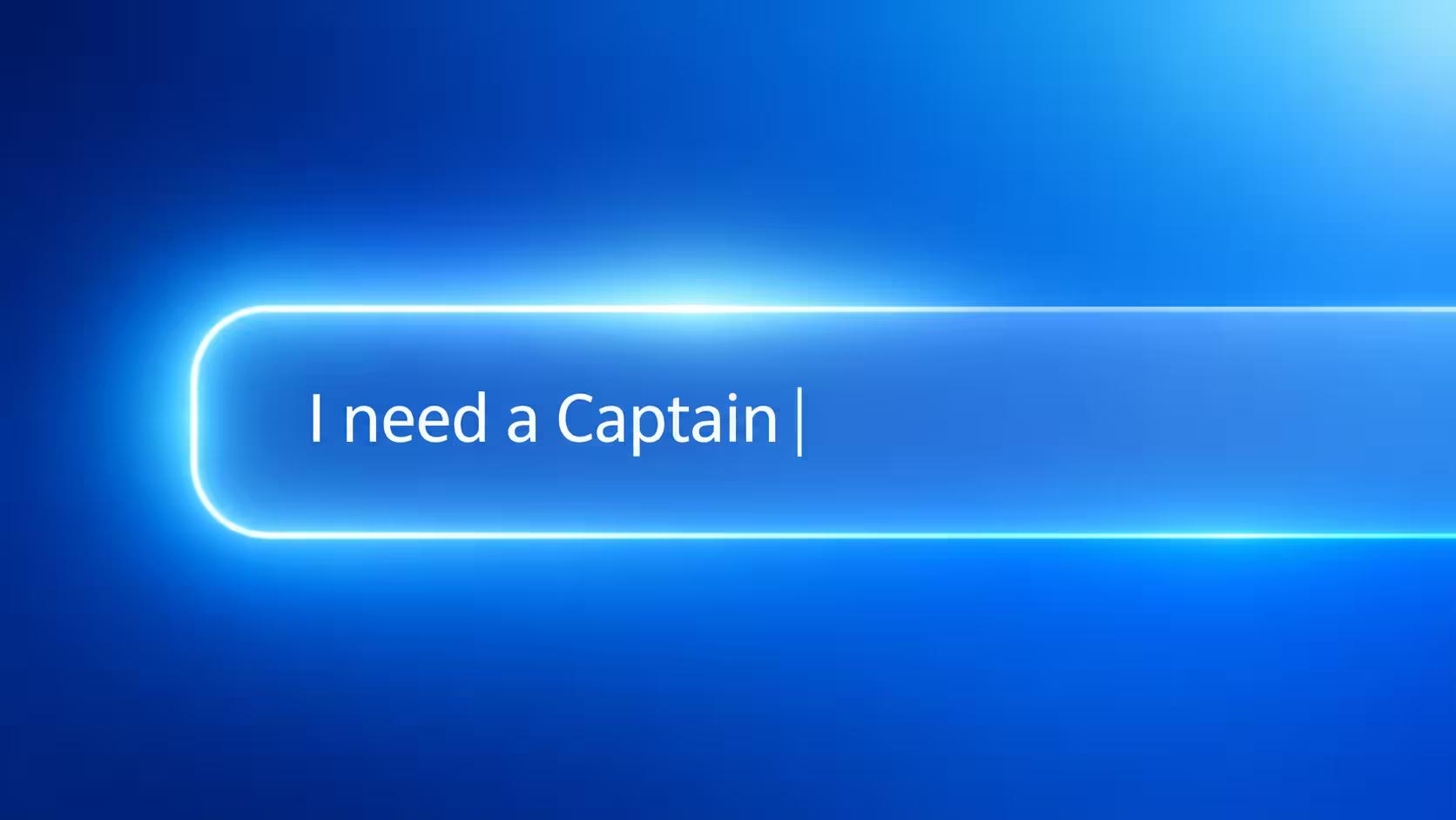The Harbor app search bar reading “I need a Captain”.